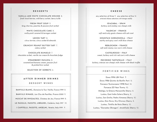 Del arte tours menu