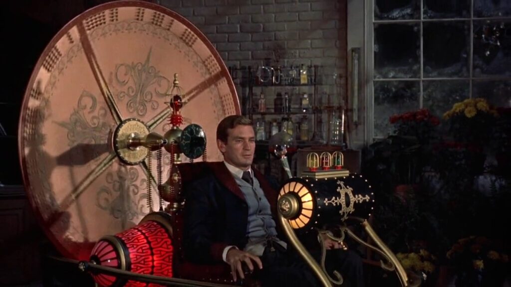 Rod Taylor en "La máquina del tiempo" basada en la novela de H. G. Wells.